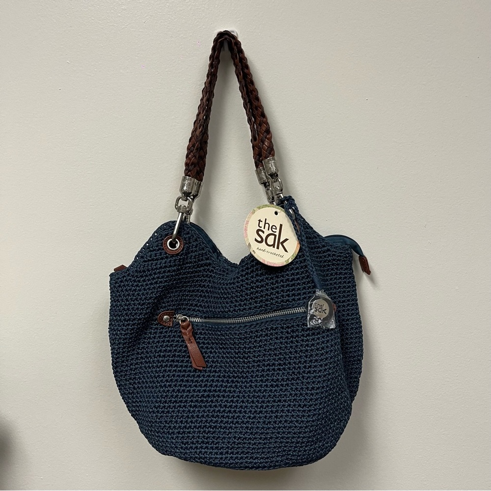 NWT The SAK Indo Satchel Vintage Blue crochet
